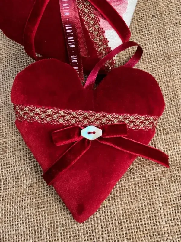 Coeur de lavande bordeaux velours - Mademoiselle Marie Créations