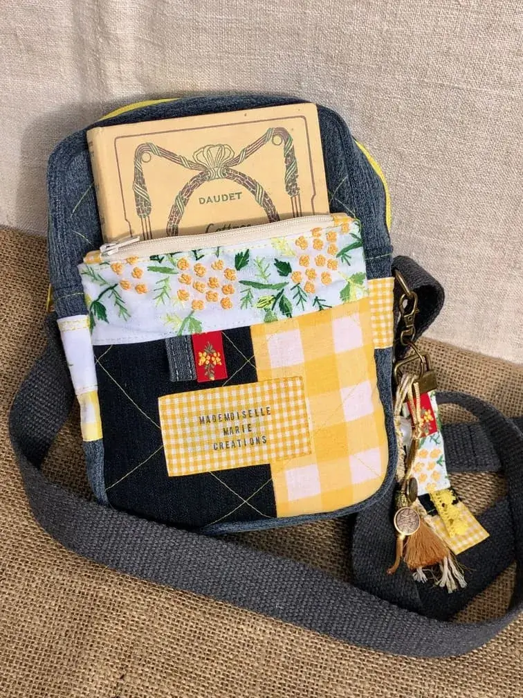 sacoche_jean_vichy_métamorphose_textile_fait_main_mimosa