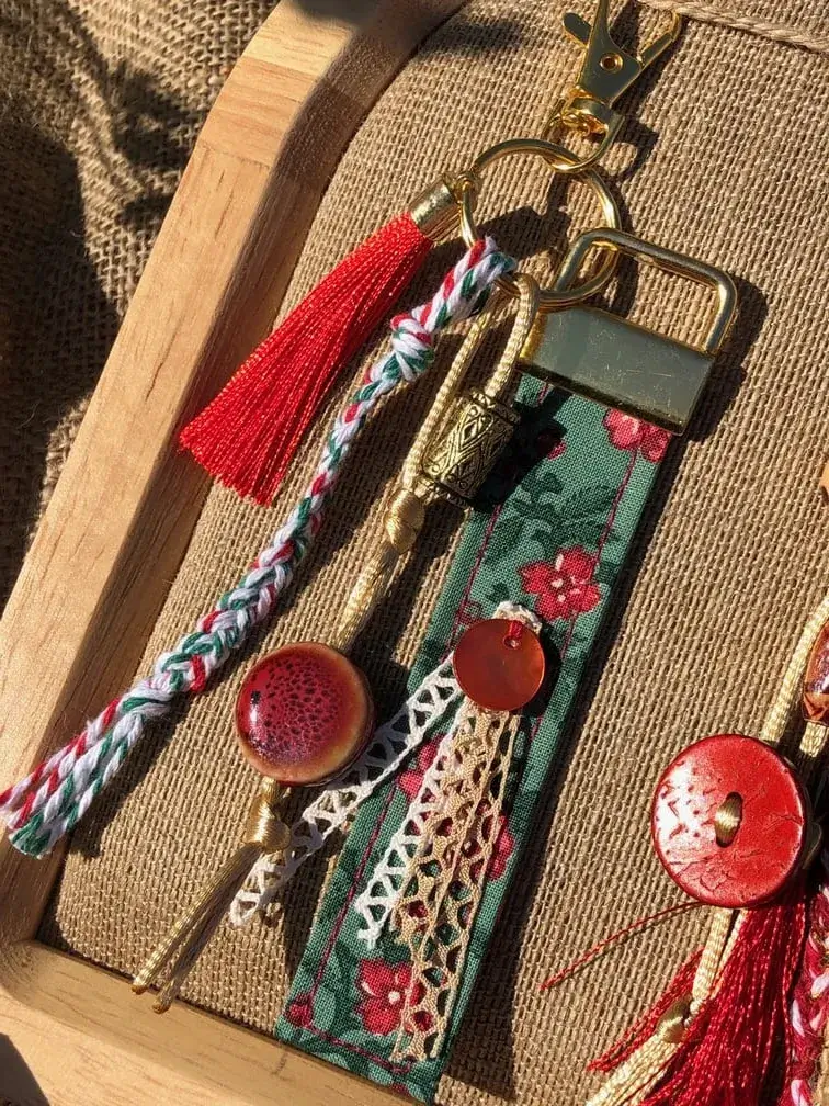 porte_cles_grigri_talisman_idee_cadeau_souvenir_provence_tissu_provençal_vert