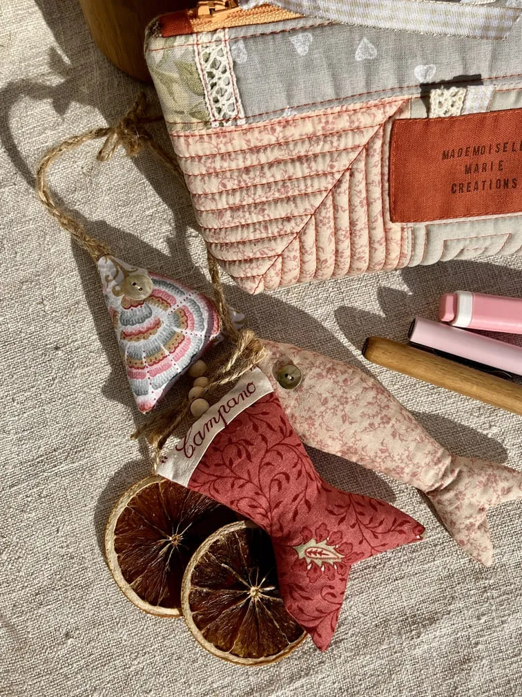 Trousse écolière patchwork taupe & orangé – Image 6